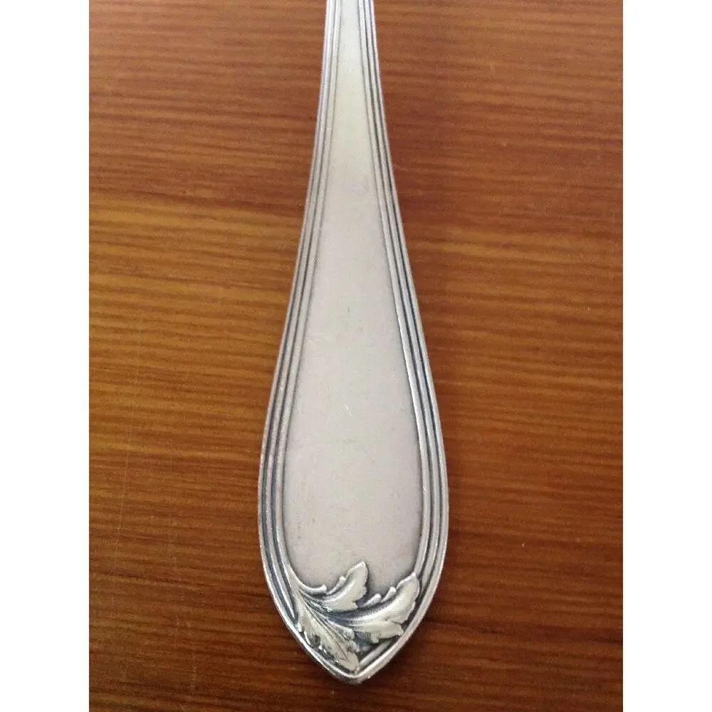 Vintage Silverplate Wellner 60 Floral Leaf Serving Spoon Antique Flatware 8.5
